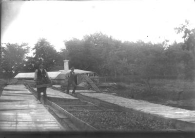 2 stående män i trädgårdsodling.
Nyckelord: Drivbänk
