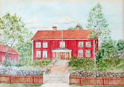 Färglagd teckning av byggnad
